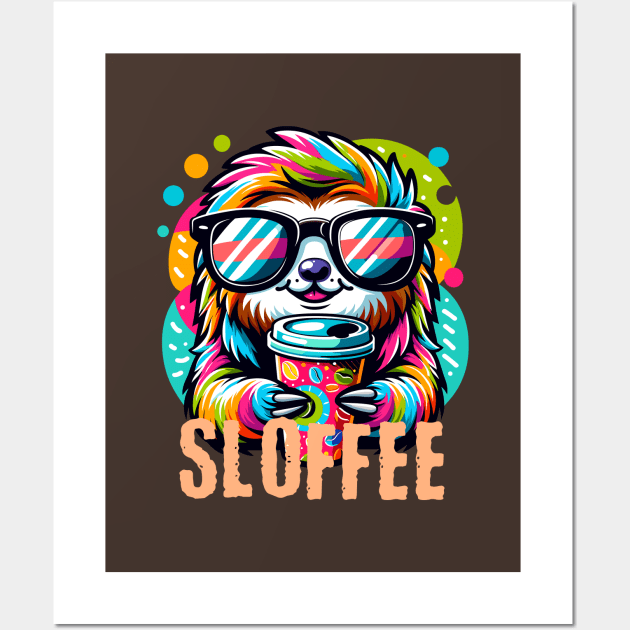 Cute Sloffee Sloth Coffee Wall Art by Muslimory